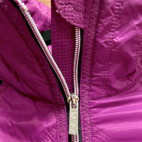 Purple Jacket with Reflective zippers =safety. Tapered waist. Like new Pre-owned - Picture 4 of 12